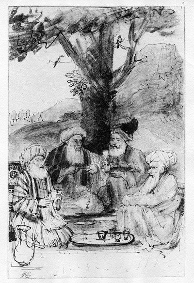 Four Orientals Seated Under a Tree by Rembrandt van Rijn